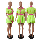Casual Short Sleeve High Waist Mini Dress GDYF-6917