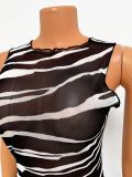 Fashion Sexy Print Mesh See-Through Sleeveless Maxi Dress GOSD-OS6169