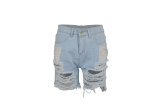 Plus Size Denim Ripped Hole Jeans Shorts MUE-2841