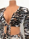 Sexy Nightclub Tiger Print Short Skirt Suit GOSD-OS6082