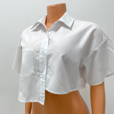 Solid Casual Irregular Short Sleeve Shirt GOSD-OS6715