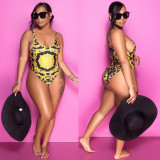 Sexy Print One Piece Swimsuit Shawl 2 Piece Set GOSD-OS6744