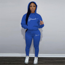 Plus Size Casual Sports Hooded 2 Piece Pants Sets ZNF-16