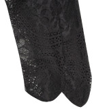 Black Sexy Lace Patchwork Long Sleeve 2 Piece Pants Sets YF-10214