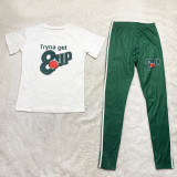 Casual Printed T Shirt And Pants 2 Piece Sets SHD-9379