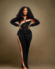 Plus Size Zipper Long Sleeve 2 Piece Pants Sets WAF-77495