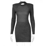 Sexy Backless Long Sleeve Mini Dress BLG-279502K