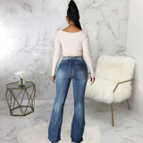 Plus Size Denim High Waist Flared Jeans Pants HSF-2568