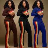 Plus Size Zipper Long Sleeve 2 Piece Pants Sets WAF-77495