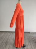 Solid Long Sleeve Big Swing Maxi Dress MIL-L342