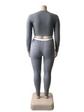 Plus Size Long Sleeve Slim Two Piece Pants Sets WUM-22819