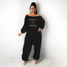 Plus Size Printed Long Sleeve Loose Jumpsuit GWPF-6122