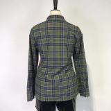 Plaid Print Long Sleeve Bandage Shirt GWDS-211113