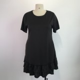 Plus Size Casual Ruffle Short Sleeve Dress GWDS-210414