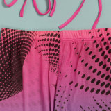 Casual Drawstring T Shirt+Printed Pants 2 Piece Sets FSXF-F361