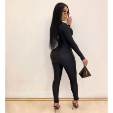 Plus Size Sexy Mesh Patchwork Long Sleeve Jumpsuit HMS-5557