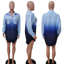 Gradient Long Sleeve Shirt Dress LSD-83132