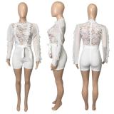 Sexy Lace Patchwork Long Sleeve Romper HEJ-S993