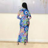 Sexy Printed Long Sleeve Maxi Dress GOSD-1287