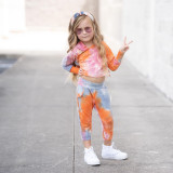 Kids Print Long Sleeve Hooded Two Piece Pants Set GYMF-YM056