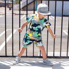 Kids Print Short Sleeve Shorts 2 Piece Set GYMF- YM008