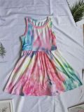 Kids Girls Tie Dye Print Sleeveless Dress GYMF-YM038