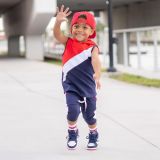 Kids Sleeveless Colorblock Hooded Sports Casual Set GYMF-YM045