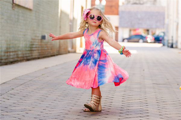 Kids Girls Tie Dye Print Sleeveless Dress GYMF-YM038