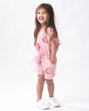 Kids Girls Fashion Print Sleeveless Rompers GYMF-YM040 
