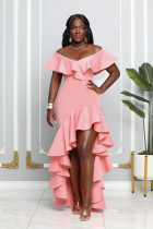 Sexy Off Shoulder Ruffled Long Evening Dress MIL-L355