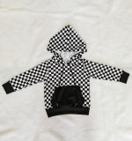 Kids Plaid Print Long Sleeve Hooded Pullover Sweatshirt GYMF-YM055
