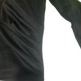Solid V Neck Long Sleeve 2 Piece Pants Sets MEI-9278