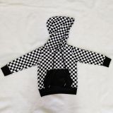 Kids Plaid Print Long Sleeve Hooded Pullover Sweatshirt GYMF-YM055