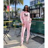 Pink Letter Print Casual Two Piece Pants Sets BLI-2606