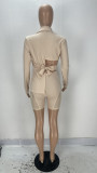 Sexy Irregular Blazer Coat+Mesh Patchwork Shorts 2 Piece Sets XYF-9182