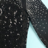 Plus Size Mesh Hot Drilling Sequin Night Club Dress NY-2560