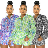Sexy Printed Blouse Top And Shorts 2 Piece Sets ME-8193