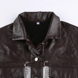 Fashion PU Leather Chain Short Jacket GLRF-26571