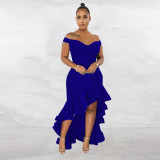 Sexy V Neck Ruffled Mermaid Evening Dress YF-10238