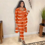 Plus Size Printed Cami Top+Long Cloak+Pants 3 Piece Sets JRF-3711