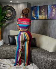 Colorful Stripe Print Two Piece Pants Sets XMY-9392