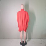 Fashion Casual Bat Sleeve Loose Zip Dress BS-1318