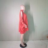 Fashion Casual Bat Sleeve Loose Zip Dress BS-1318
