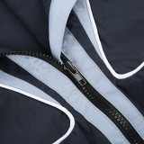 Contrast Color Splice Zip Stand Collar Jacket GLRF-26656