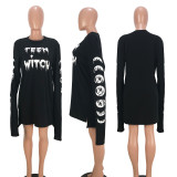 Party Halloween Letters T-Shirt Dress ASL-6071