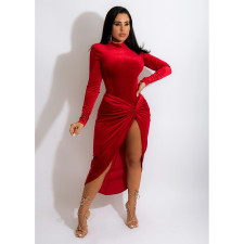 Solid Long Sleeve Bodysuit And Skirt 2 Piece Set ABF-3303