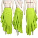 Solid Color Ruffled Big Swing Skirt GZYF-8097