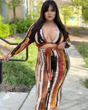 Plus Size Print Long Sleeve Long Skirt Two Piece Sets QCYF-7119