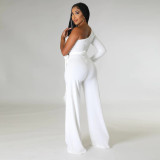 Solid One Shoulder Long Sleeve Jumpsuit CYA-900120