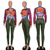 Fashion Print Long Sleeve Shirt Two Piece Pants Set GEYF-68570